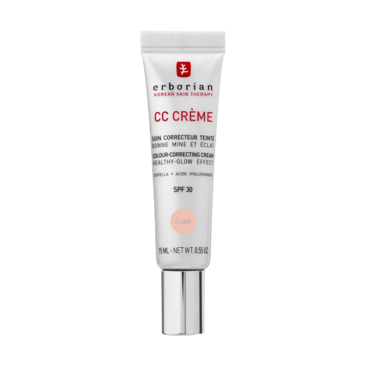 СС-крем для обличчя Erborian CC Cream Colour-Correcting Healthy Glow Effect Cream SPF 30 на основі центелли, Clair, 15 мл