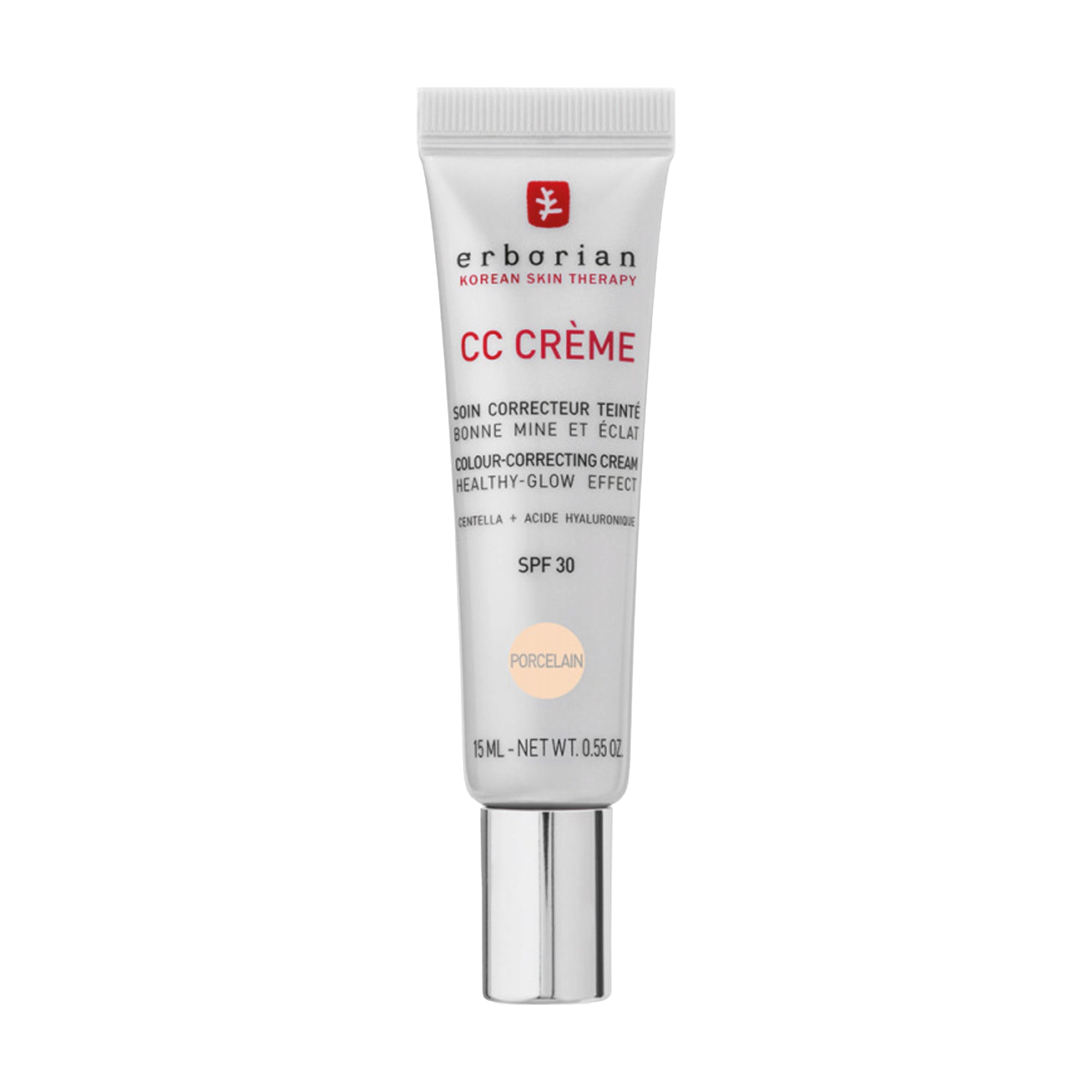 СС-крем для обличчя Erborian CC Cream Colour-Correcting Healthy Glow Effect Cream SPF 30 на основі центелли, Porcelain, 15 мл